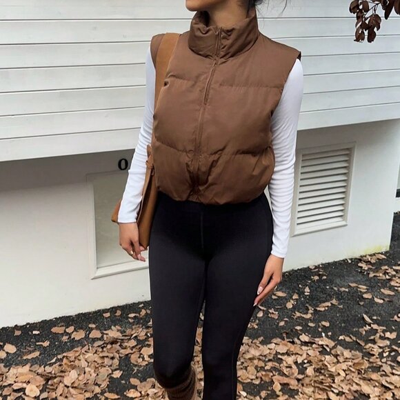 Chocolate Brown Casual Women's Sleeveless Coat Vest - Picture 6 of 7